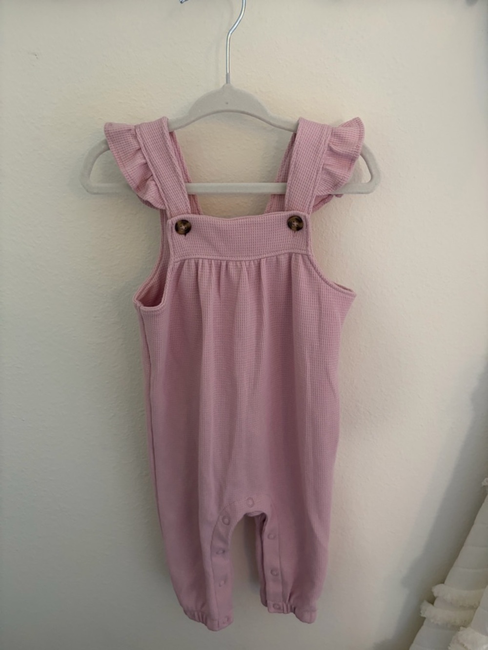 Pink Ruffle-Strap Overalls 6M